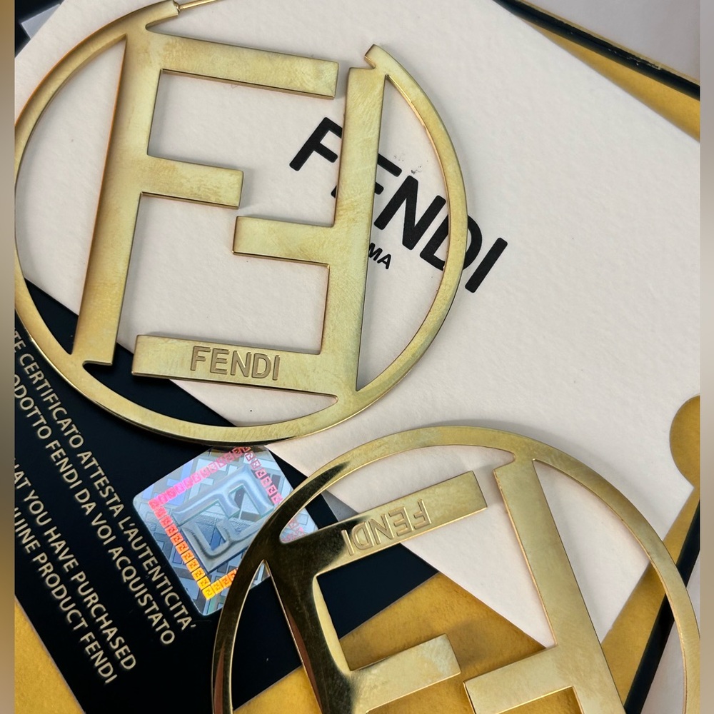 Authentic FENDI F is Fendi Large Hoop Earrings (LOWEST PRICE!) No negotiations! - Picture 5 of 13